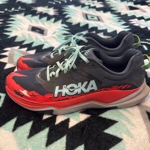 Hoka Men's Gray, Red & Mint Lace Running Shoes